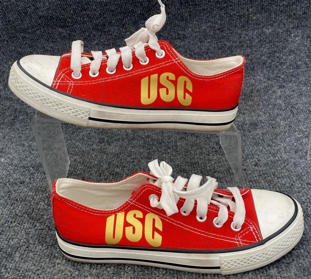 USC Trojans Men's Canvas Sneakers Size 6 Red Gold E-LOV Low Top Shoes NCAA Fans